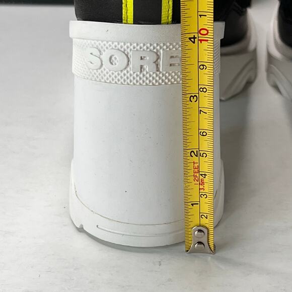 Sorel Brex Heel Lace Waterproof Boot Black/White NL4814-010 Women 9 Tried On - Picture 8 of 11
